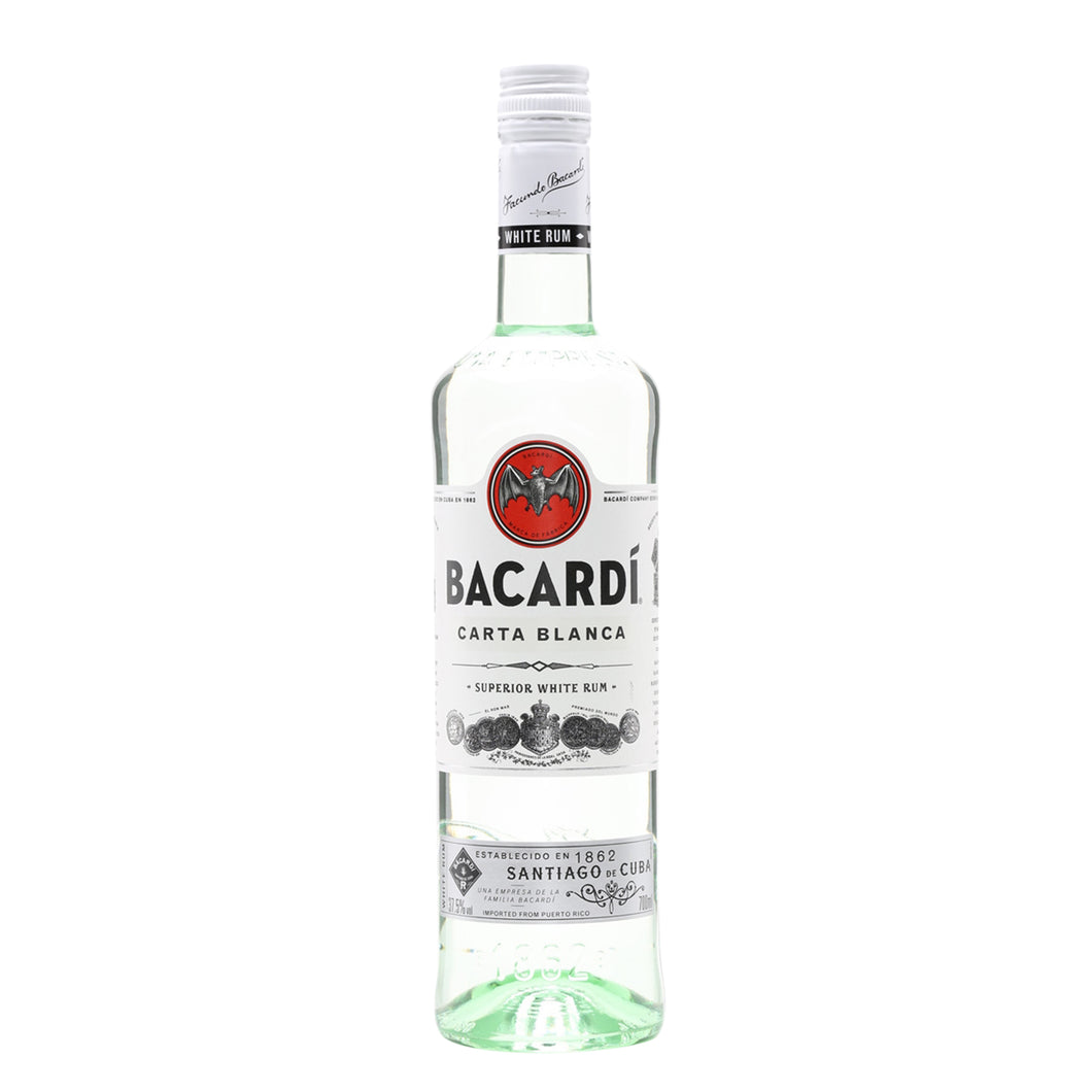 Bacardi carta blanca rum 750ml glass bottle