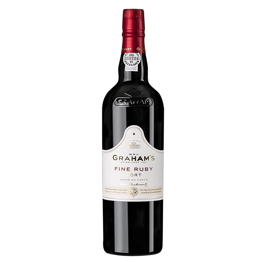 Graham's fine ruby port wine 750ml glass bottle